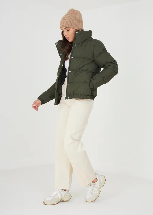 Brave Soul Khaki Funnel Neck Padded Puffer Jacket - 8 Image 3