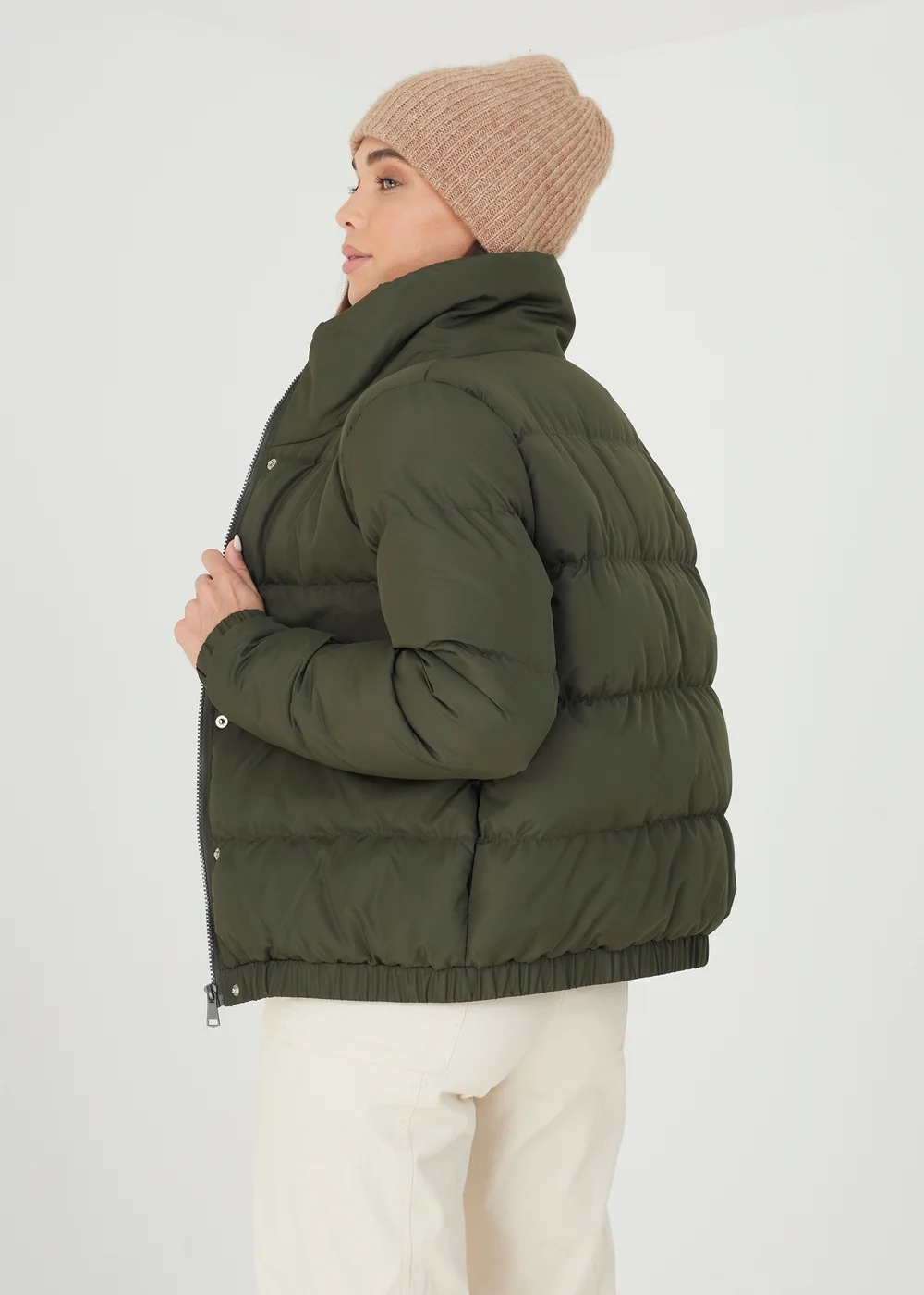 Brave Soul Khaki Funnel Neck Padded Puffer Jacket - 8 Image 2