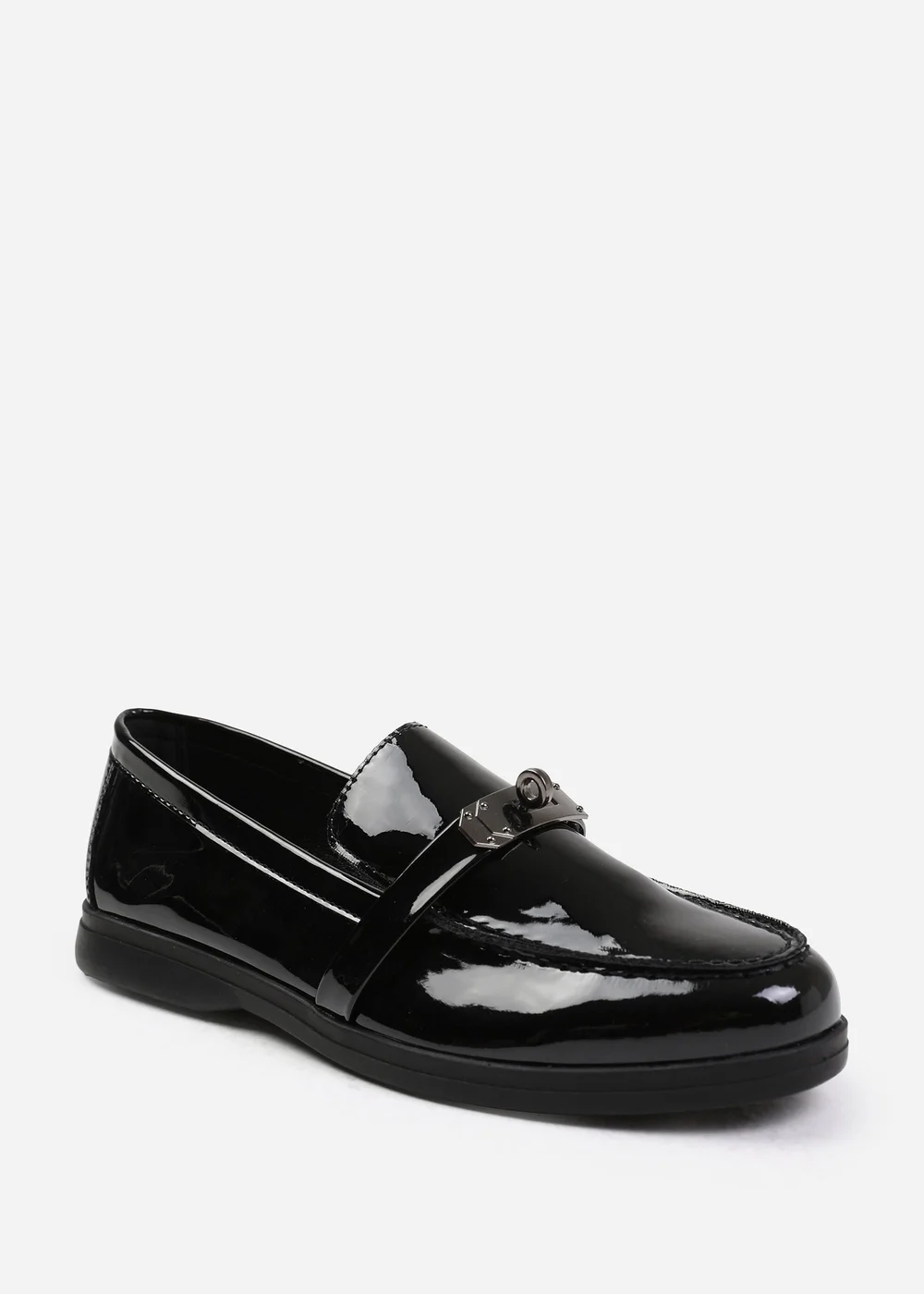 Where's That From Black Patent Monaco Wide-Fit Slip On Loafers - 3 Image 1