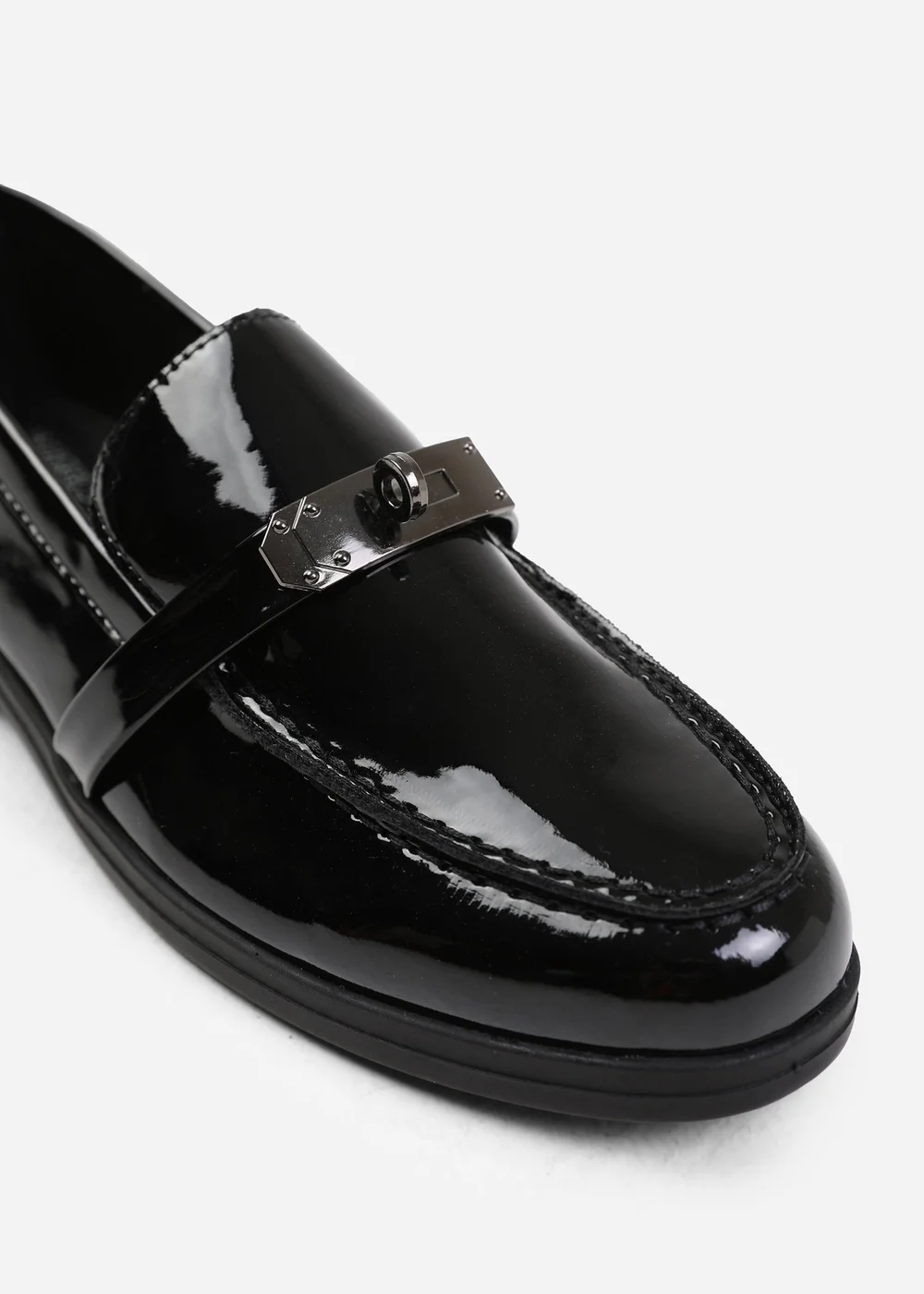 Where's That From Black Patent Monaco Wide-Fit Slip On Loafers - 3 Image 3