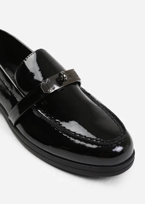 Where's That From Black Patent Monaco Wide-Fit Slip On Loafers - 3 Image 3
