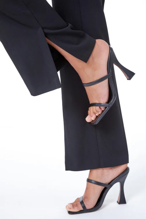 Roman Black Elastic Waist Side Split Straight Trousers - 6 Image 4