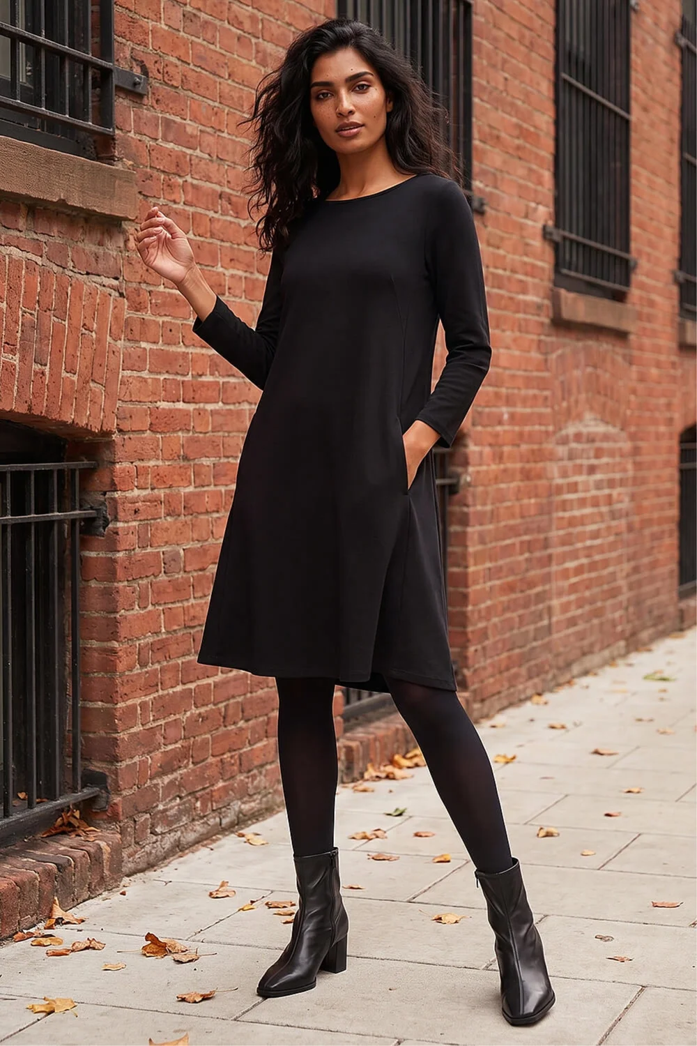 Roman Black A-Line Pocket Detail Swing Dress - 20 Image 3