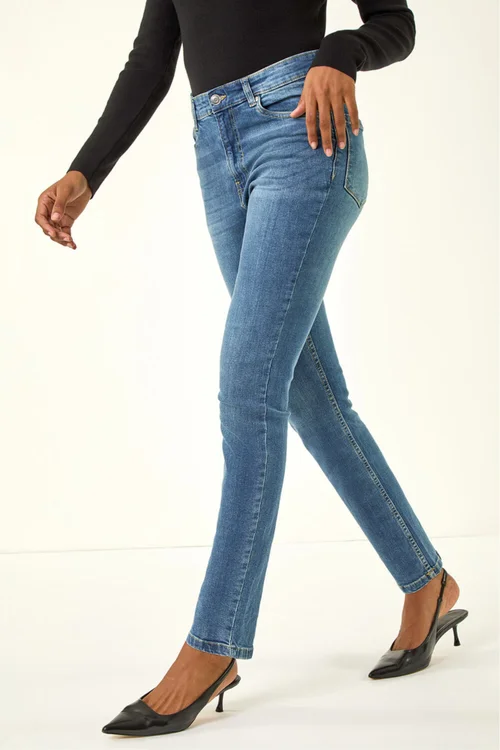 Roman Indigo Slim Leg Stretch Mom Jeans - 6 Image 4
