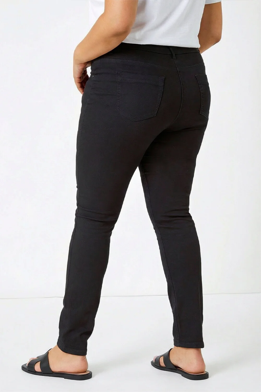 Roman Curve Black Elastic Waist Stretch Denim Jegging - 18 Image 4