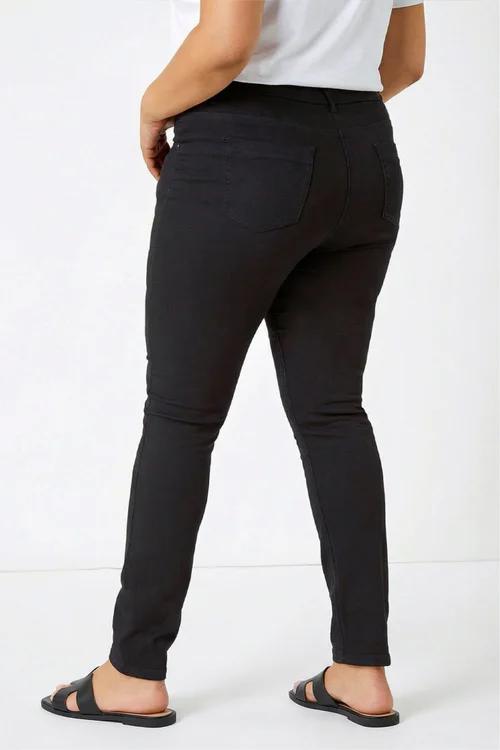 Roman Curve Black Elastic Waist Stretch Denim Jegging - 18 Image 4