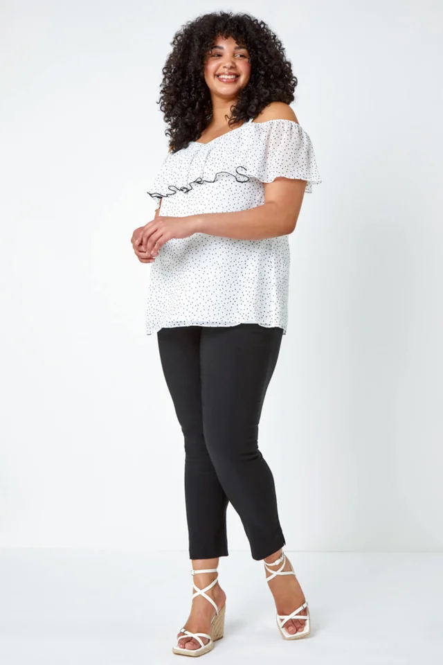 Roman Black Curve Elastic Waist Full Length Trousers