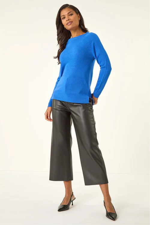 Roman Blue Plain Soft Crew Neck Jumper - 10 Image 2
