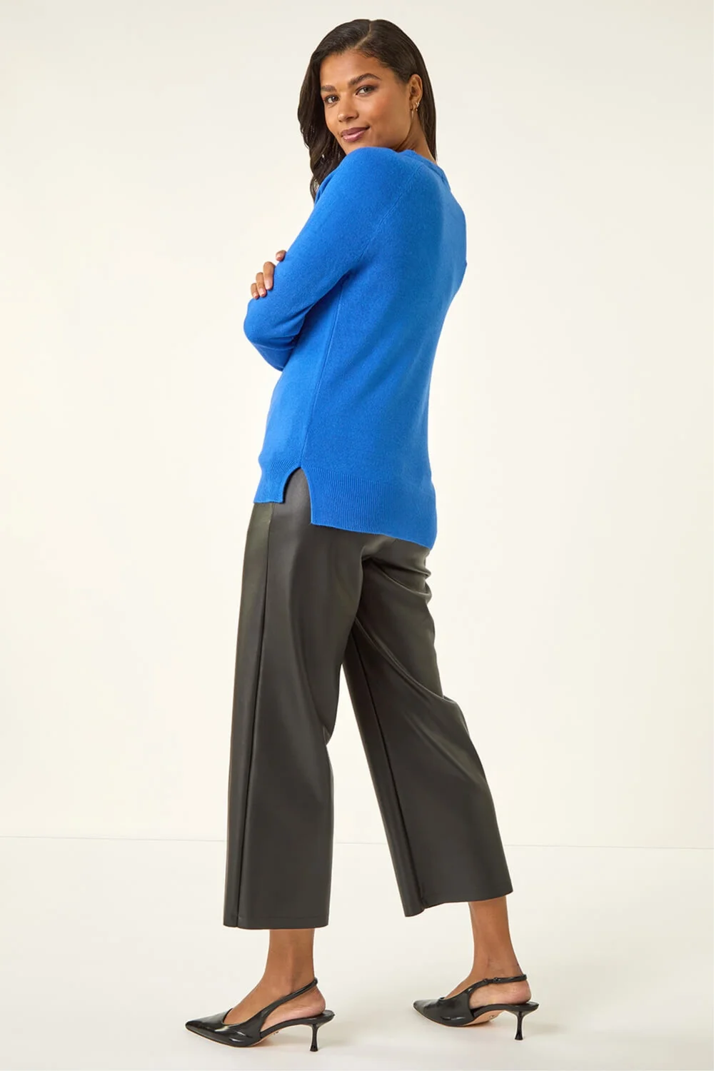Roman Blue Plain Soft Crew Neck Jumper - 10 Image 3
