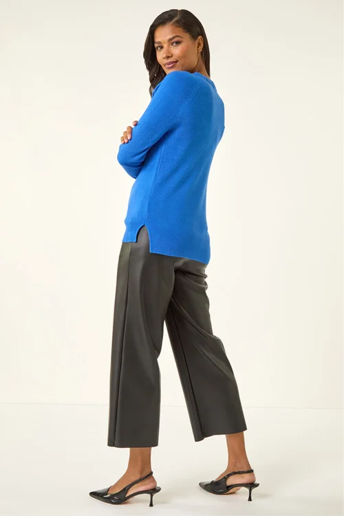 Roman Blue Plain Soft Crew Neck Jumper - 10 Image 3