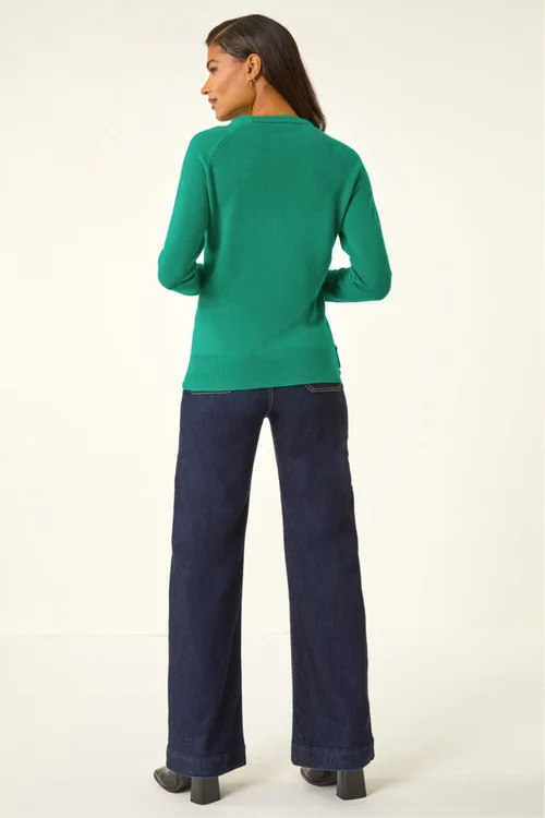 Roman Green Plain Soft Crew Neck Jumper - 10 Image 3