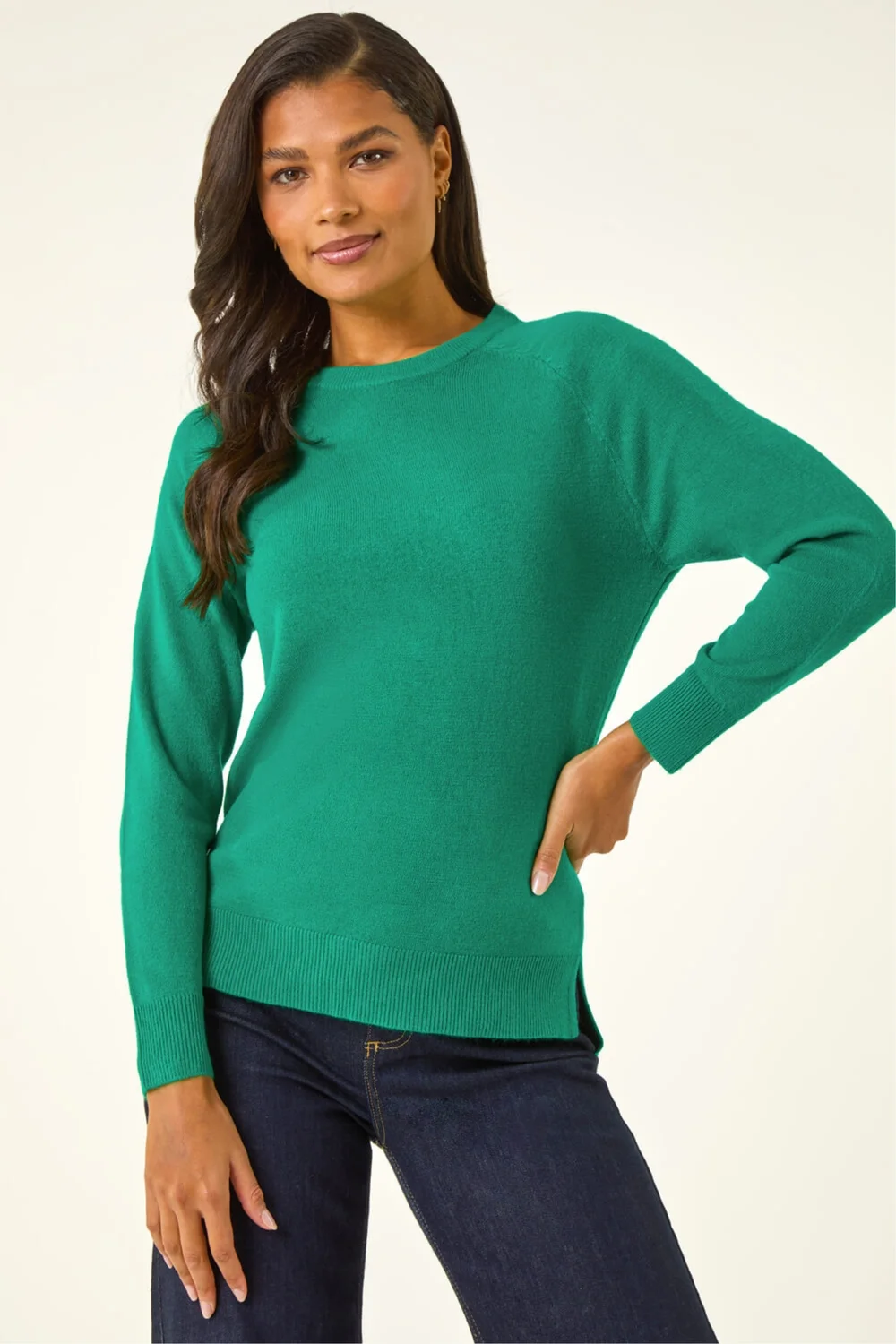 Roman Green Plain Soft Crew Neck Jumper - 10 Image 4
