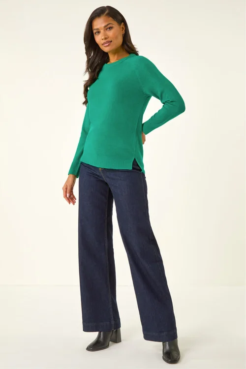 Roman Green Plain Soft Crew Neck Jumper - 10 Image 2