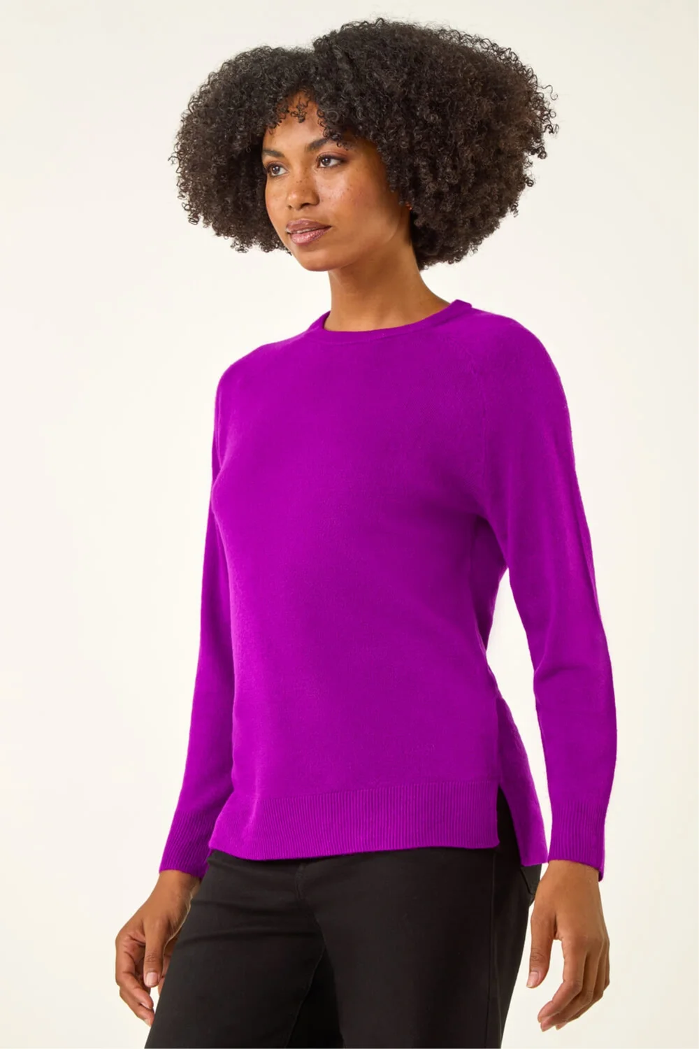 Roman Magenta Plain Soft Crew Neck Jumper - 10 Image 4