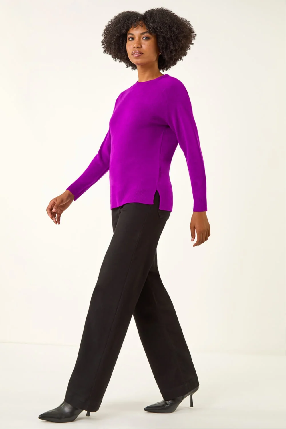 Roman Magenta Plain Soft Crew Neck Jumper - 10 Image 2