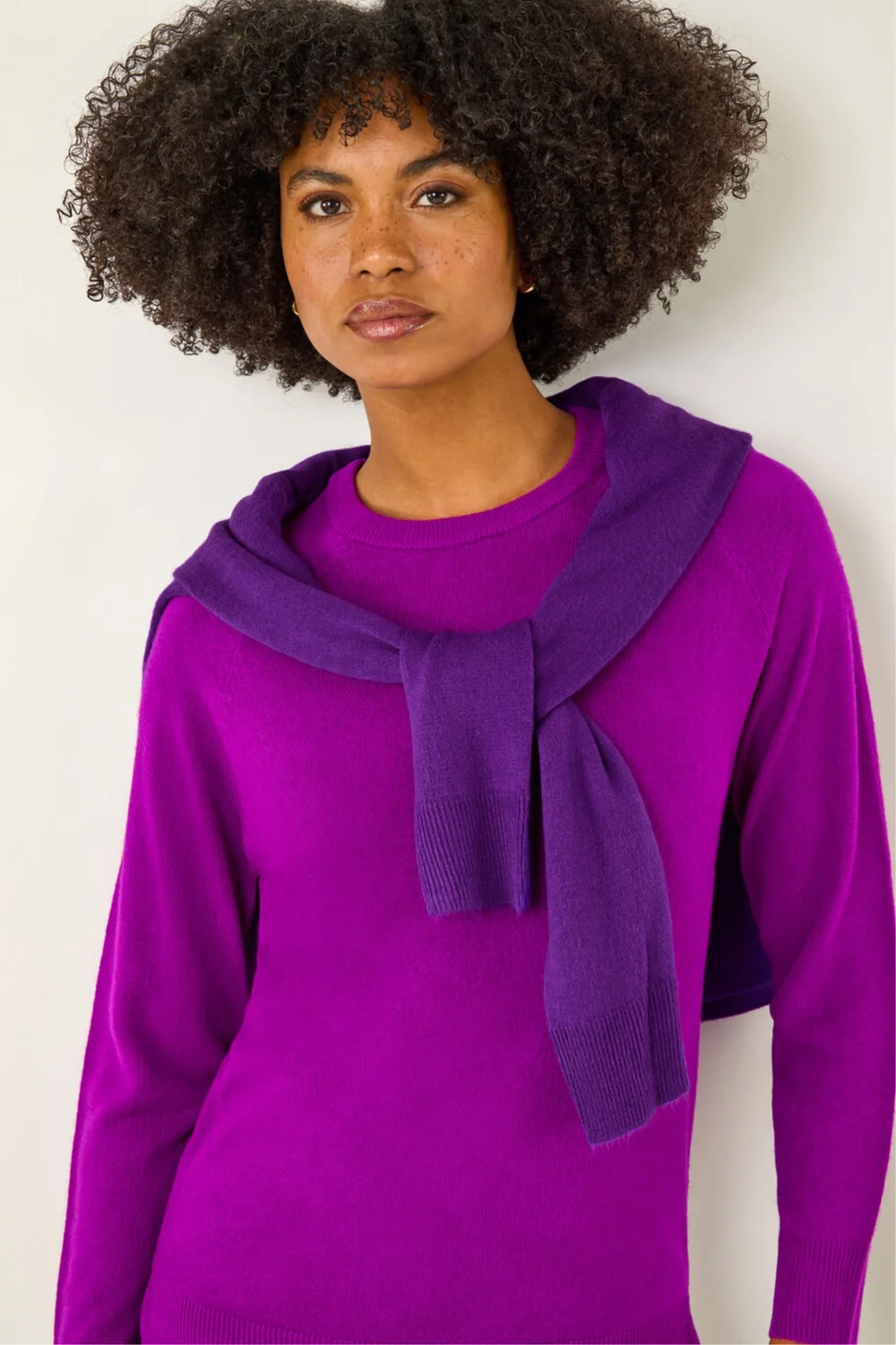 Roman Magenta Plain Soft Crew Neck Jumper - 10 Image 1