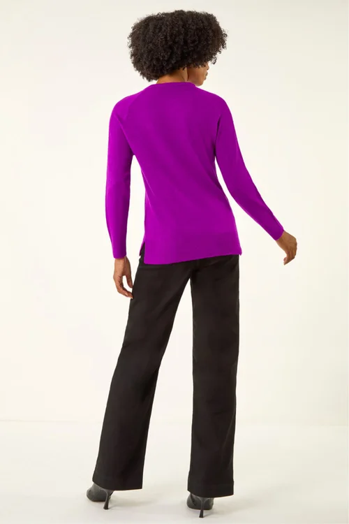 Roman Magenta Plain Soft Crew Neck Jumper - 10 Image 3