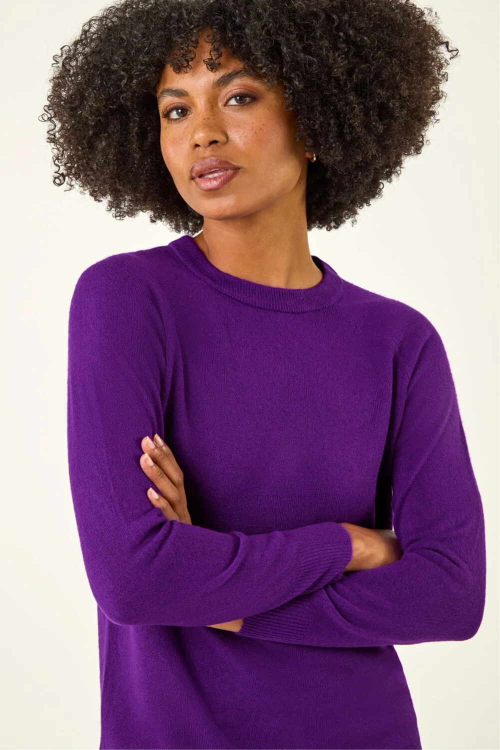 Roman Purple Plain Soft Crew Neck Jumper - 10 Image 4