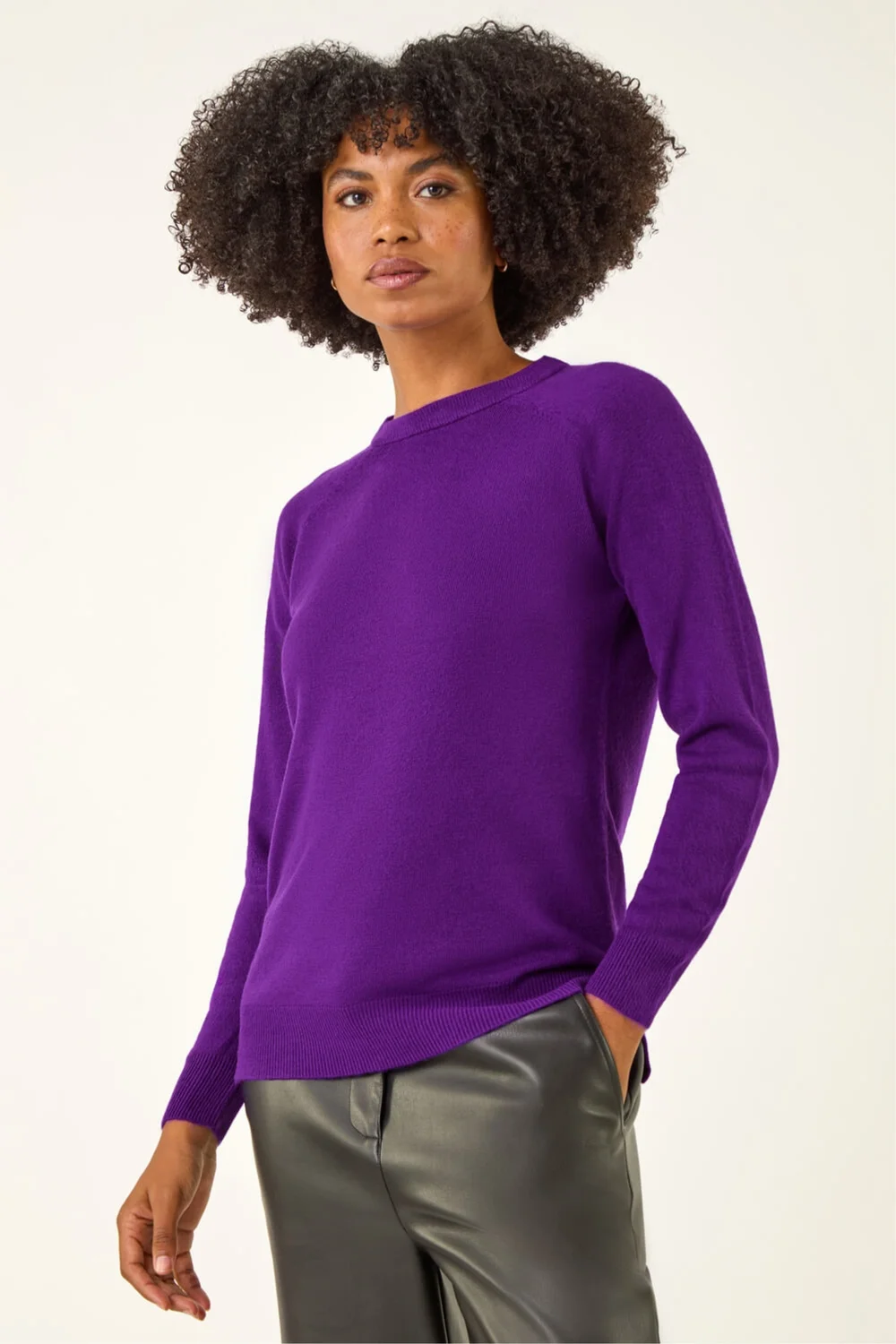 Roman Purple Plain Soft Crew Neck Jumper - 10 Image 1