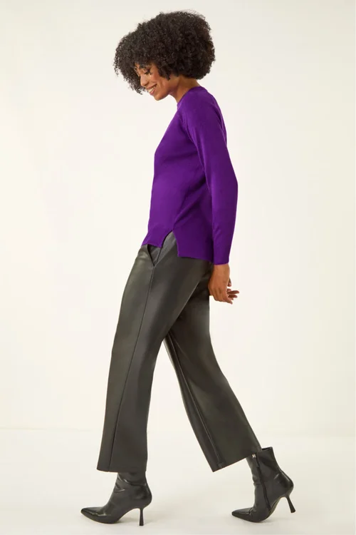 Roman Purple Plain Soft Crew Neck Jumper - 10 Image 3