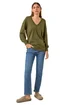 Roman Khaki Plain V-Neck Stretch Longline Jumper - Size 16 Image 2