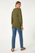 Roman Khaki Plain V-Neck Stretch Longline Jumper - Size 16 Image 3