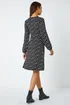 Roman Black Square Print Gathered Stretch Dress - 20 Image 3