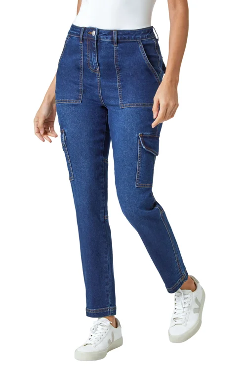 Roman Indigo Cotton Blend Cargo Stretch Jegging - 10 Image 2