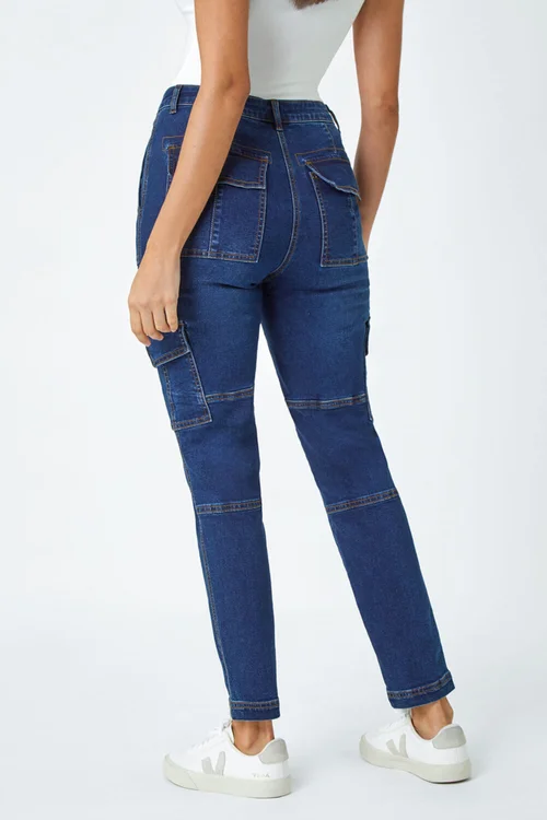 Roman Indigo Cotton Blend Cargo Stretch Jegging - 10 Image 4