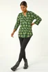 Roman Green Geometric Print Stretch Blouse - Size 20 Image 1