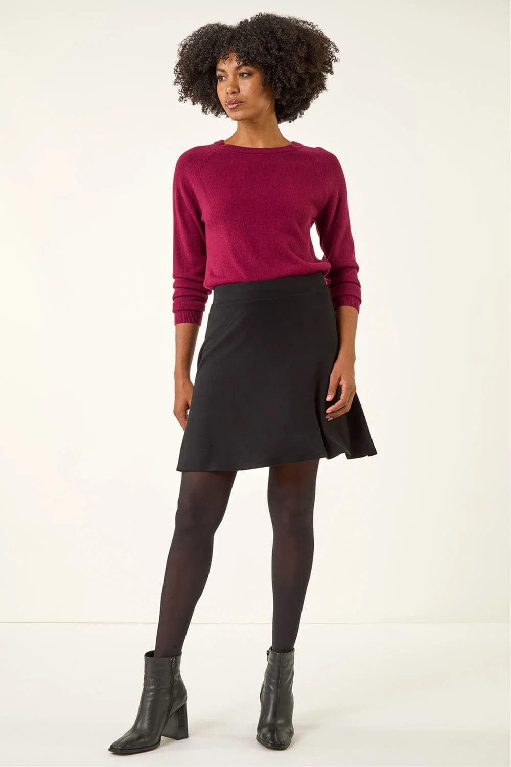 Roman Black Pull On Stretch Skater Skirt - 10 Image 3