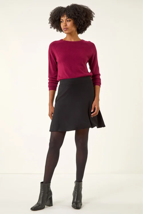 Roman Black Pull On Stretch Skater Skirt - 10 Image 3