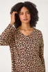 Roman Natural Animal Print V-Neck Tunic Stretch Top - Size 14 Image 4
