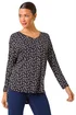 Roman Black Spot Print Stretch Tunic Top - Size 14 Image 1