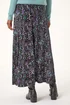 Roman Blue Ditsy Floral Print Stretch Midi Skirt - Size 10 Image 4