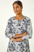Roman Grey Floral Print Pocket Detail Tunic Stretch Top - Size 16 Image 4