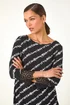 Roman Black Spot Stripe Lace Trim Stretch Top - Size 24 Image 4