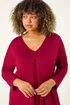 Roman Maroon Curve V-Neck Pleat Tunic Top - Size 20 Image 4