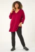 Roman Maroon Curve V-Neck Pleat Tunic Top - Size 20 Image 2