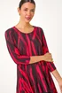 Roman Red Brush Print Hanky Hem Stretch Tunic Top - Size 10 Image 4