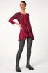 Roman Red Brush Print Hanky Hem Stretch Tunic Top - Size 10 Image 2