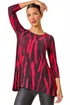 Roman Red Brush Print Hanky Hem Stretch Tunic Top - Size 10 Image 1