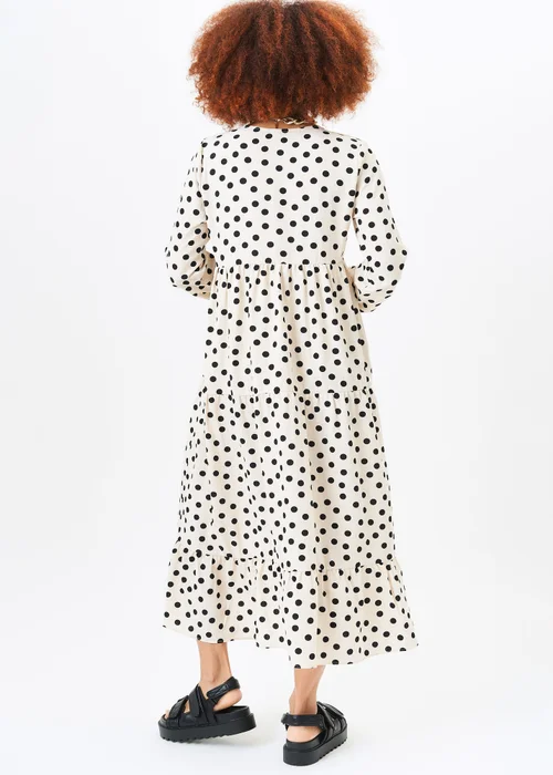 Gini London Cream Long Sleeve Tiered Midi Dress - Small/Medium Image 2