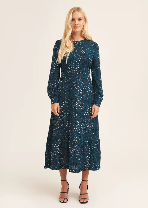 Gini London Green Animal Print Long Sleeve Midaxi Dress - 8 Image 1