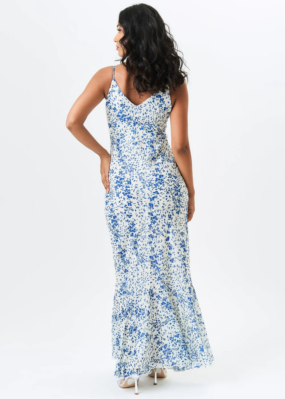 Gini London Ivory Dobby Floral Chiffon Strappy Maxi Dress - 8 Image 2