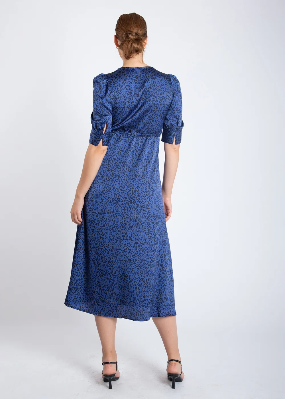 Gini London Blue Animal Print Midi Wrap Dress - Size 8 Image 2