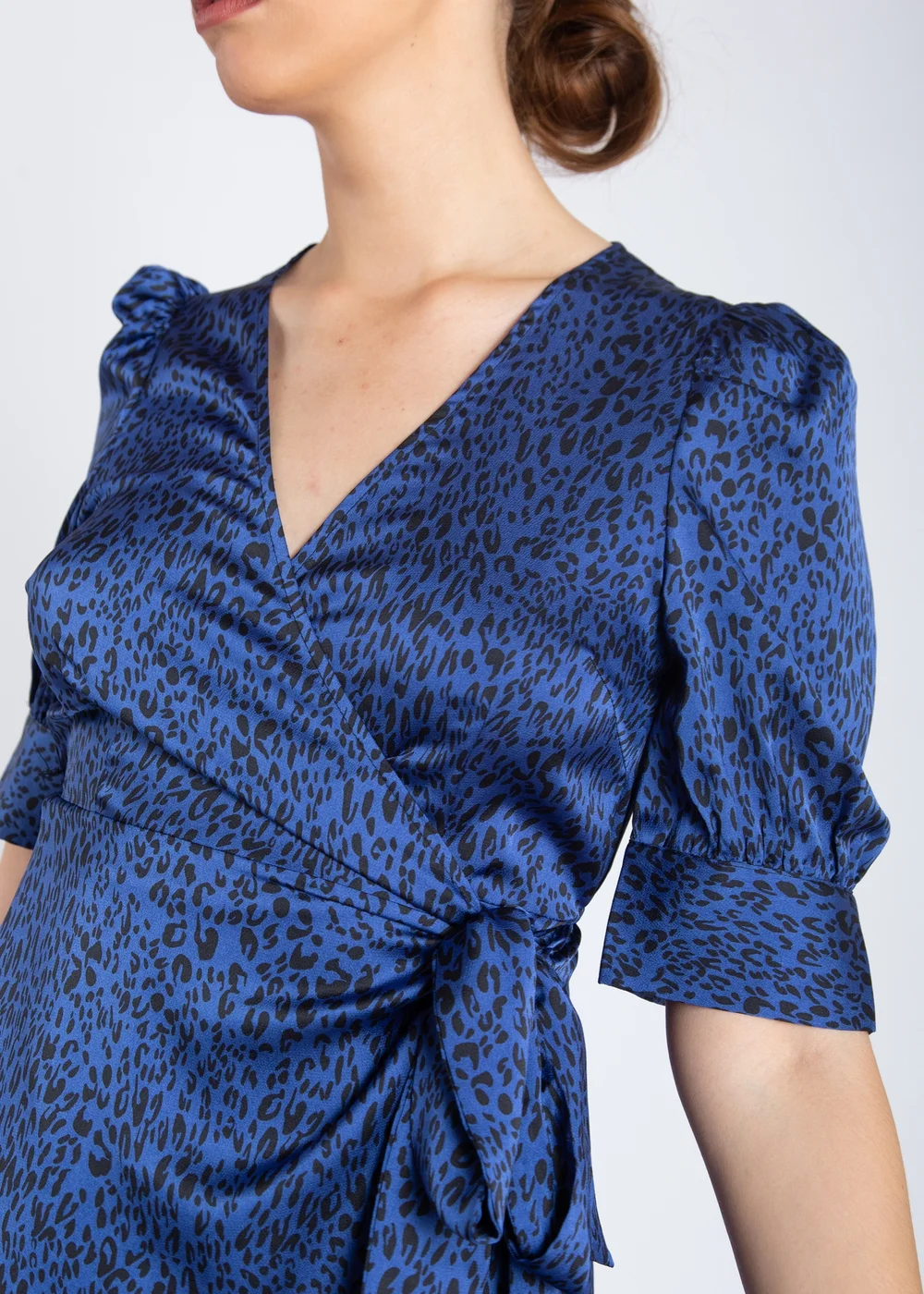 Gini London Blue Animal Print Midi Wrap Dress - Size 8 Image 3