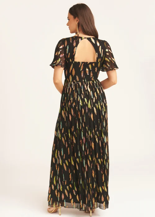 Gini London Black Multi Jacquard Angel Sleeves Maxi Dress - 10 Image 2