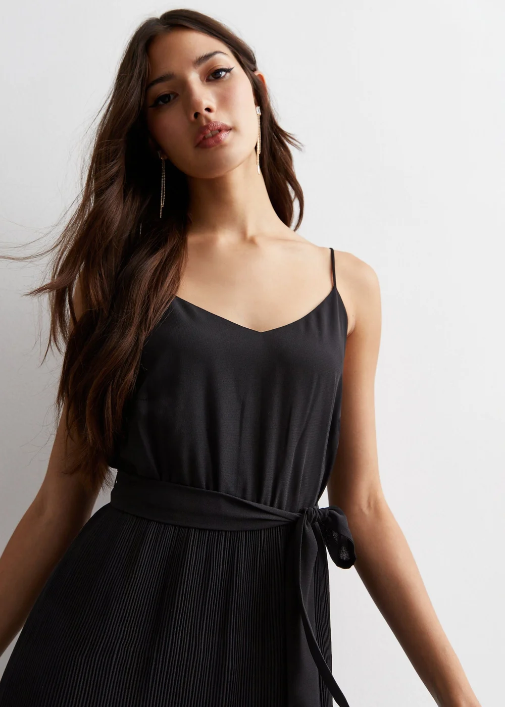 Gini London Black Cami Top Pleated Midi Dress - 8 Image 3