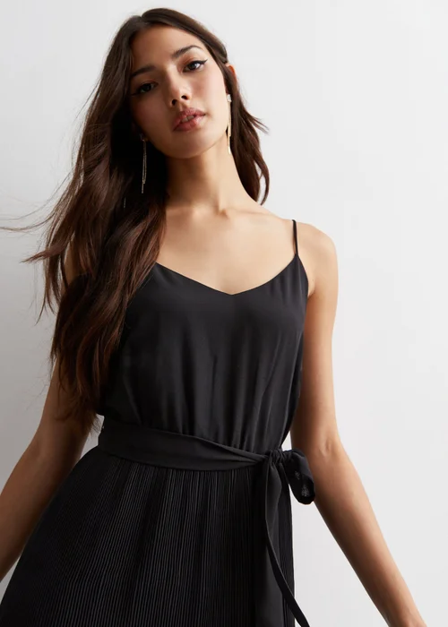 Gini London Black Cami Top Pleated Midi Dress - 8 Image 3